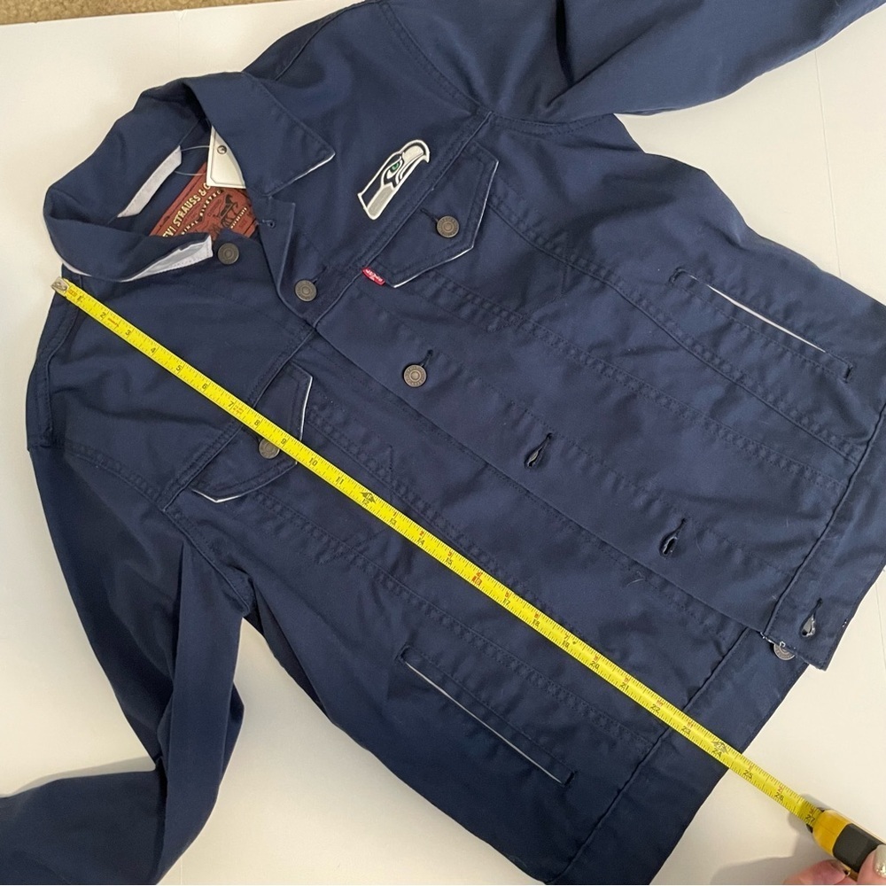 RARE NFL Seattle Seahawks levis prototype sample twill trucker jacket M navy - Picture 13 of 13